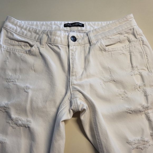 Dolce & Gabbana White Distressed Skinny Jeans Cute Fit - Sz 40